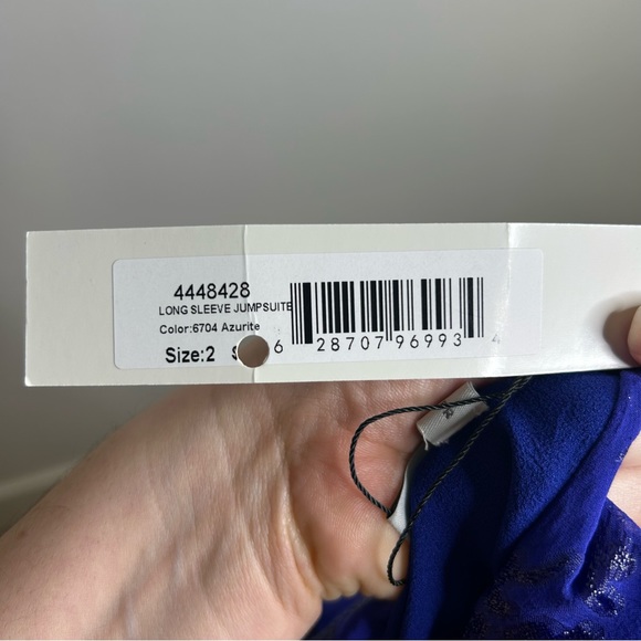 NWT ML Monique Lhuilier Belted Metallic Fil Coupe Silk Blend Wide Leg Jumpsuit 2 - Picture 16 of 16